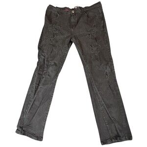 Arketype Jeans Mens 41x31 Gray Slim Straight Distressed Stretch Denim Grunge